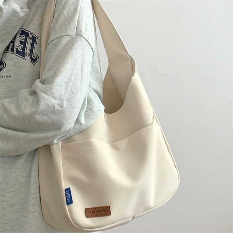 Minimalist Large Capacity Student Tote Spring New Fashion Simple Shoulder Handheld Casual Class Canvas Bag_voghion.com