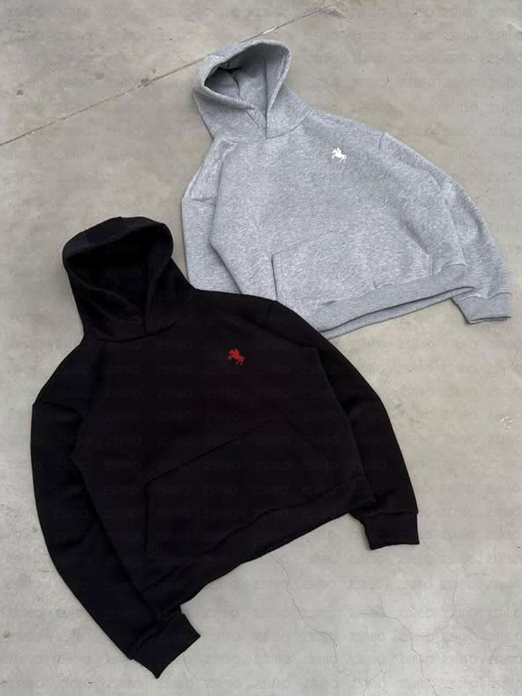 25 Wiosna Bluza z kapturem Sweter Moda Małe Logo Luźny Duży Rozmiar Młodzieżowa Kurtka na Zamek Błyskawiczny_voghion.com