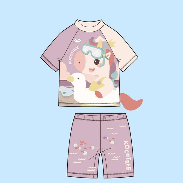 Kids UPF 50+ Sun Protection Swimwear Set Antibacterial & Quick-Dry Swim Suit, Toddler To Teen Swimwear With Animal Prints 2-Piece & One-Piece Styles_voghion.com