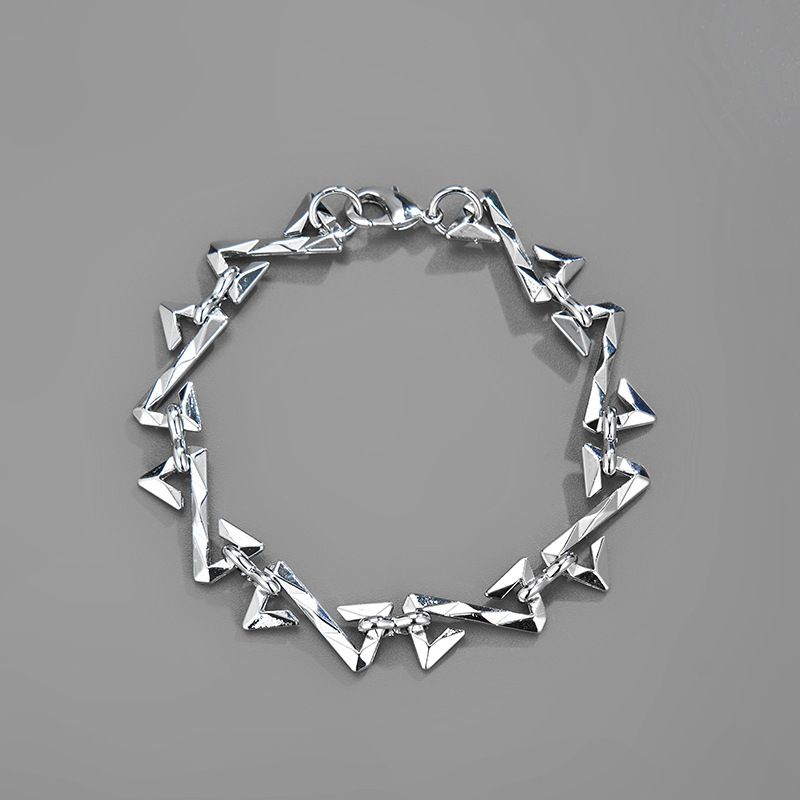 Geometrisches Armband mit dem Buchstaben Z, kubanischer Titanstahl, lichtecht, Hip-Hop, trendiges Paargeschenk für den Freund_voghion.com