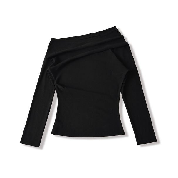 AP25521-25 Summer New Style Hot Girl Sexy Off-Shoulder One-Shoulder Long Sleeve Base Shirt T-Shirt_voghion.com