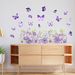 Lila Schmetterling Blumenhaufen PVC selbstklebendes Papier N1885 Wohnzimmer Bett entfernbare Wandaufkleber_voghion.com