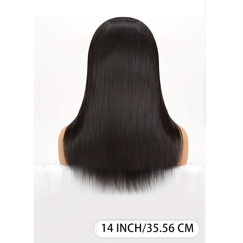 Echthaar-Perücke mit vollem Pony. Glattes, glattes Haar, 100 % Echthaar-Perücke in natürlicher Farbe_voghion.com