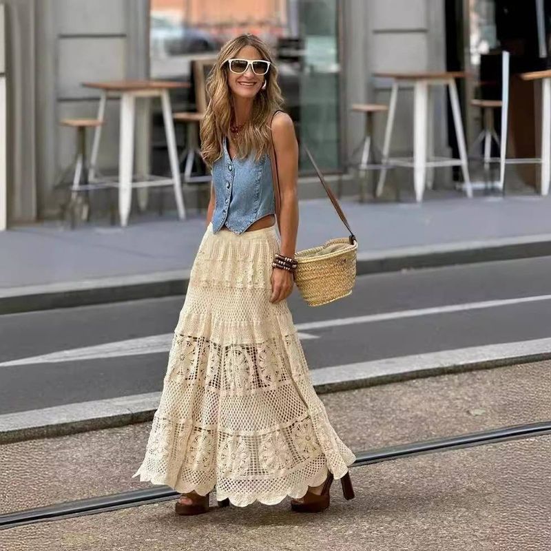 Women's Clothing New Lace Lace Hollow Knitted Skirt_voghion.com