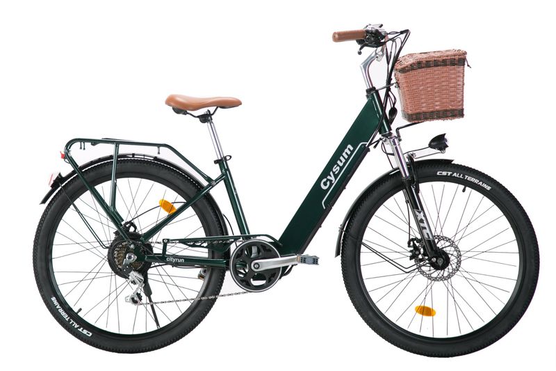 Rower elektryczny CYSUM Cityrun-26, opona 26*1,95'', silnik 250 W, akumulator 36 V 10 Ah, prędkość maksymalna 25 km/h, zasięg 30–50 km, hamulec tarczowy_voghion.com
