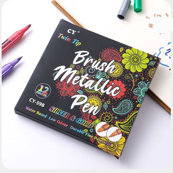 Dual-Tip Metallic Acrylic Paint Markers - Waterproof Signature & DIY Art Markers For Drawing, Graffiti, And Crafts_voghion.com