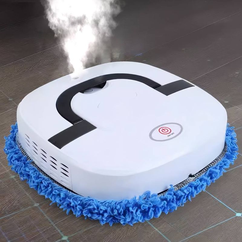 USB Rechargeable Robot Mop, With Automatic Spray - Mute 20dB, Dual Mode Dry And Wet Cleaning, Blue Microfiber Mop, Very Suitable For Home Floor Care_voghion.com