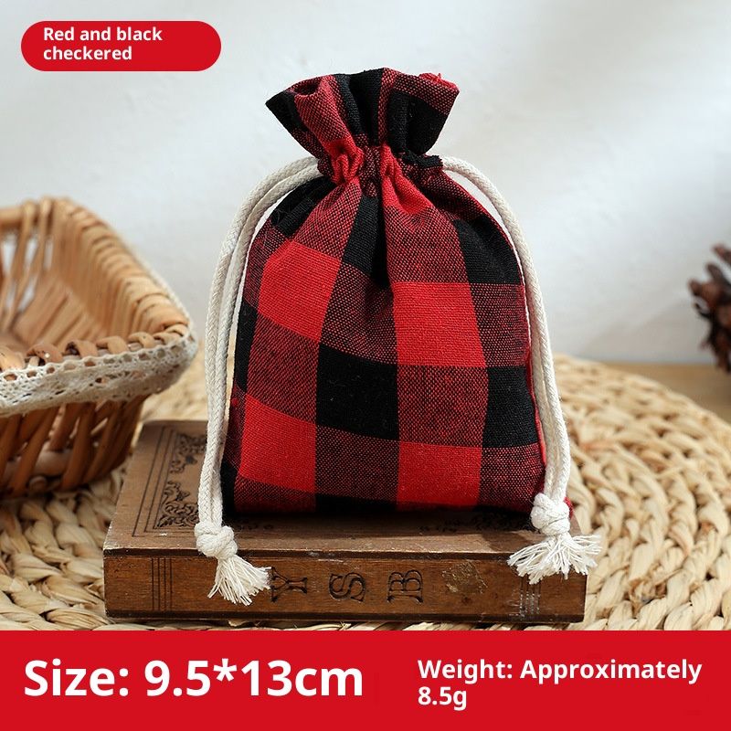 Weihnachtsgeschenktüten für Kinder, festliche Zuckerwattetüten mit Karomuster, Dekorationen für die Weihnachtsfeier_voghion.com