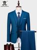 ( Jakke + vest + bukser ) Mænds avancerede mærke ensfarvet Business Office 3 stk & 2 stk Brudgommen bryllupsfest dragt smoking_voghion.com