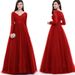 Damen-Mesh-Spitze, langärmelig, Hochzeitskleid, Abendkleid, langes Kleid_voghion.com