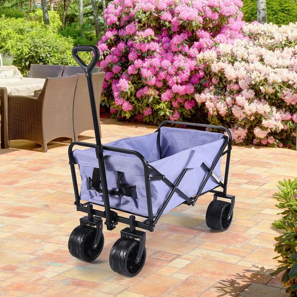 100L Collapsible Folding Beach Wagon Cart With 220Lbs Large Capacity, Wagons Carts Heavy Duty Foldable With Big Wheels For Sand, Garden, Camping_voghion.com