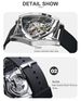 DUNCOUGAR Fashion Triangle Skeleton Dial Automatic Watch Black Silver Silicone Strap Mechanical Wristwatch Top Brand Men's Clock_voghion.com