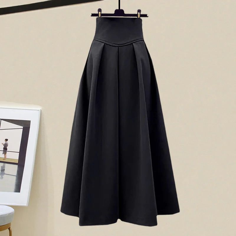Dámské oblečení Podzimní outfit Kompletní sada Kostkovaný oblek Tenká sukně Dvoudílný oblek_voghion.com
