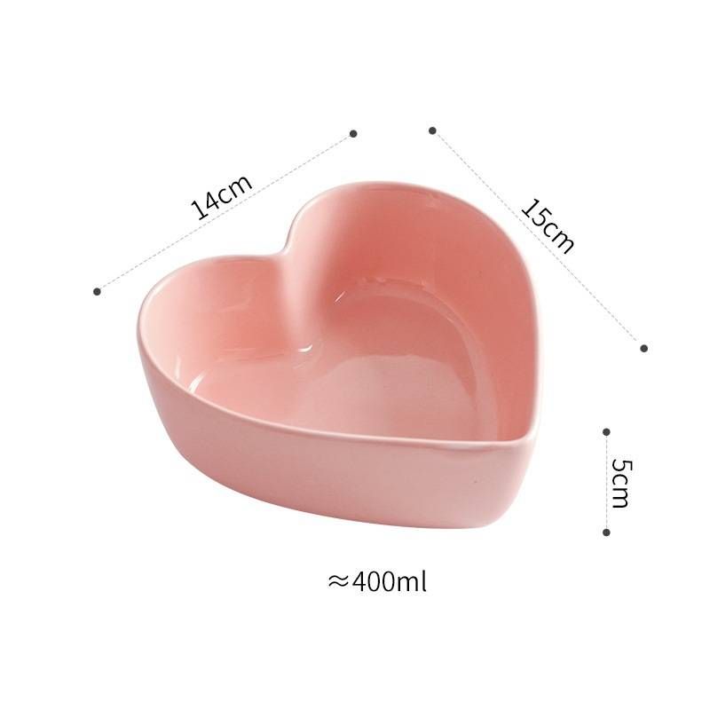 Heart shaped bowl, heart-shaped ceramic bowl, steamed egg bowl, candy colored dessert salad bowl_voghion.com