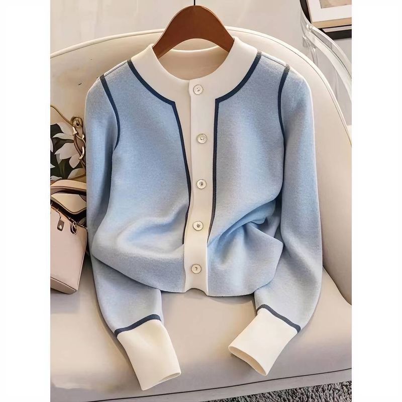 Women's Clothing chic tops are very good looking, unique and chic blue knitted cardigan_voghion.com