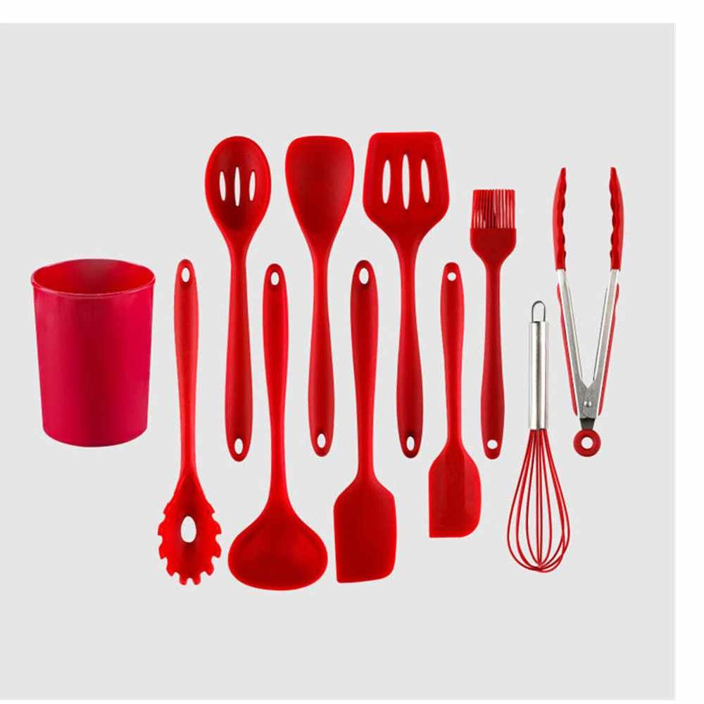 1Set Of Silicone High Temperature Resistant Non-Stick Kitchen Cooking Tool Spatula Ladle Egg Beater Spoon Kitchen Cookware_voghion.com