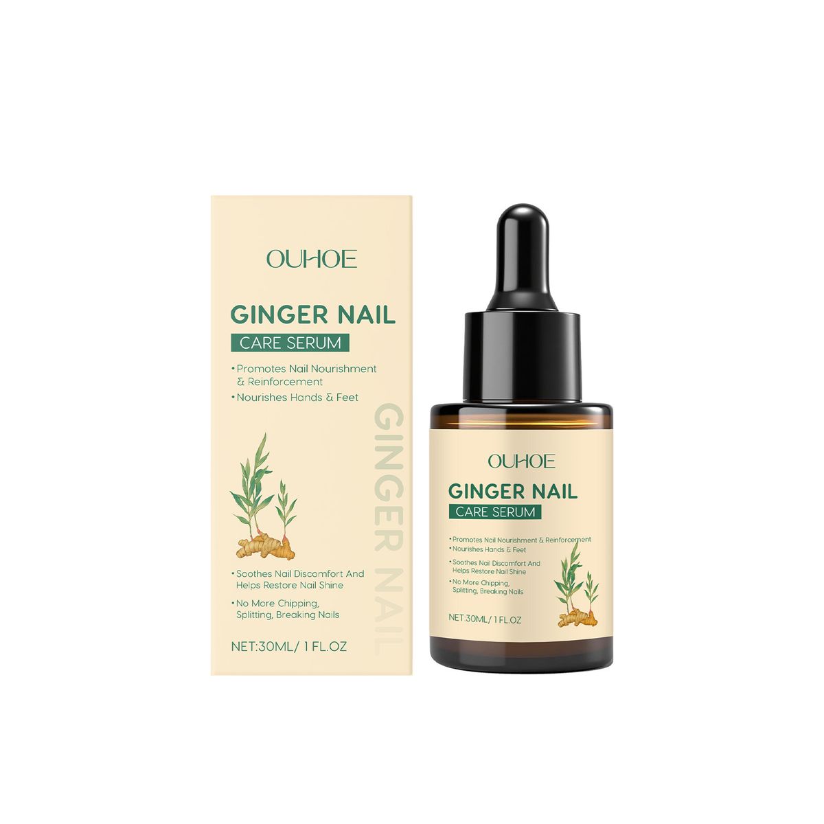 Essenza nutriente e lucidante per la cura quotidiana delle unghie di mani e piedi allo zenzero OUHOE_voghion.com