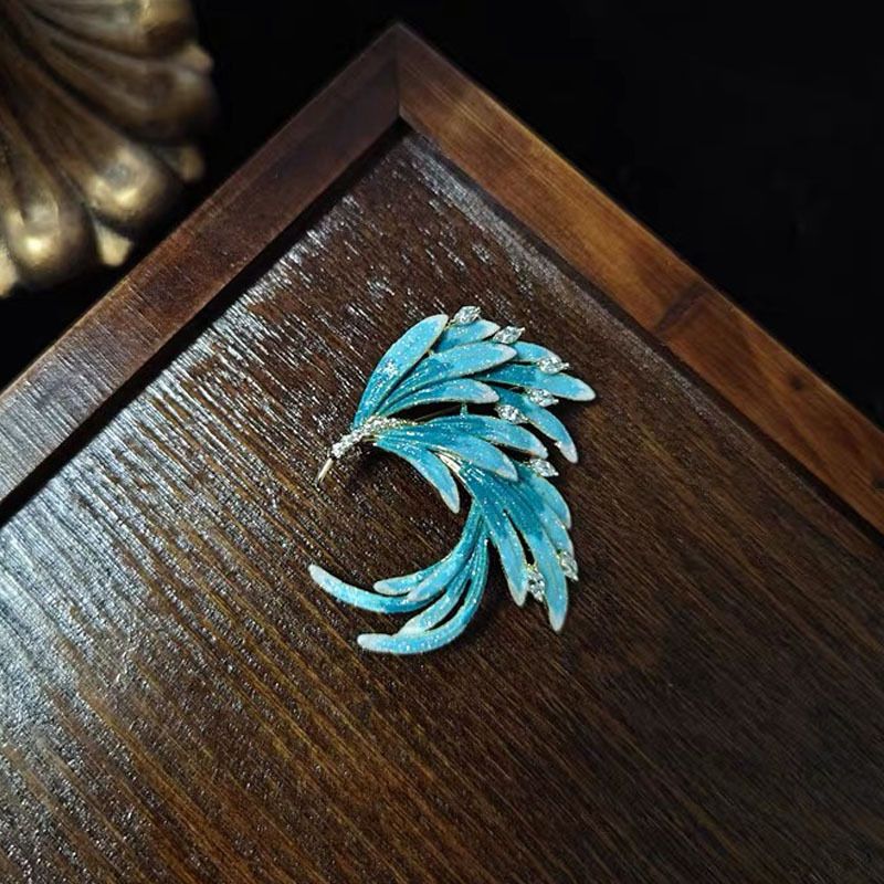 Enamel Phoenix Tail Brooch Light Luxury High-end Corsage Pin Silk Scarf Buckle Clothing Accessories Clothing Accessories Ins Jewelry_voghion.com