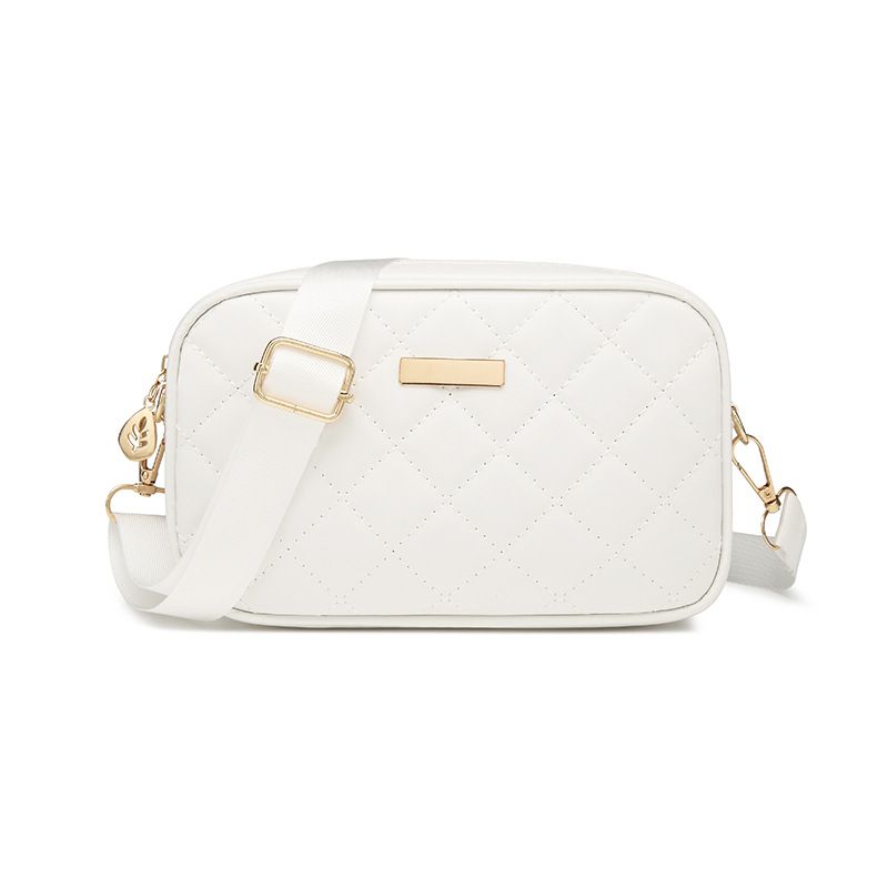 Borsa a tracolla trapuntata a rombi da donna - Elegante borsetta quadrata con ricamo (borsa a tracolla, compatta e leggera)_voghion.com