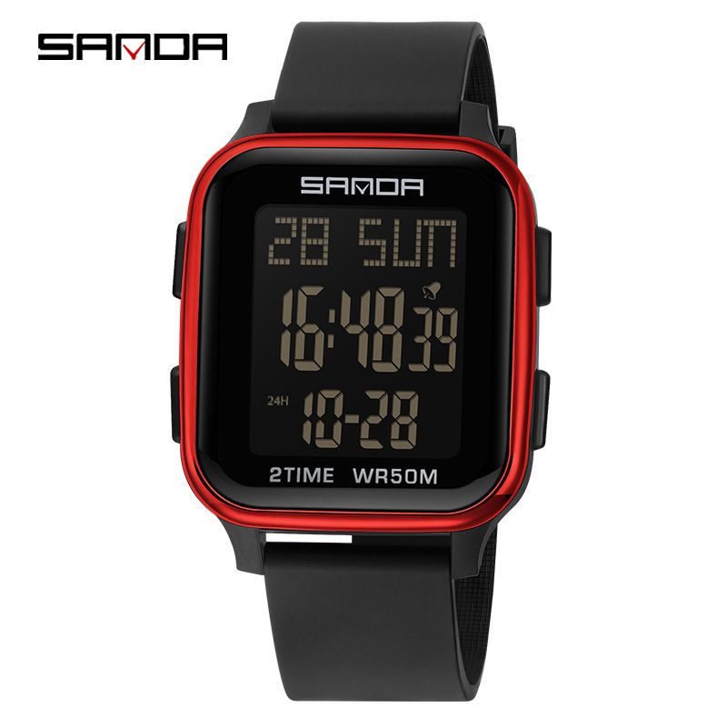 Digital Sports Watch With LED Display, Waterproof, Alarm, Stopwatch, Countdown, Dual Time, Square Dial For Casual, Business, And Outdoor Activities_voghion.com