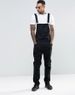 Men's Denim White Bib Pants Slim Fit Trousers Bib Pants_voghion.com