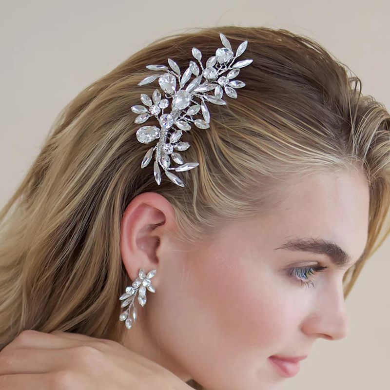 new fashion bridal zircon hair comb trendy and versatile leaf shaped wedding headdress Hair comb_voghion.com