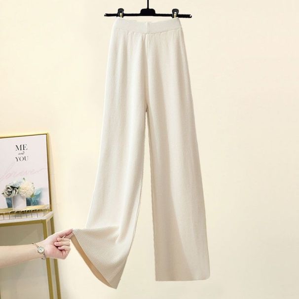 Nouvel ensemble deux pièces pour femme grande taille : pull à col roulé en maille, coupe ample et amincissante, pantalon large décontracté._voghion.com