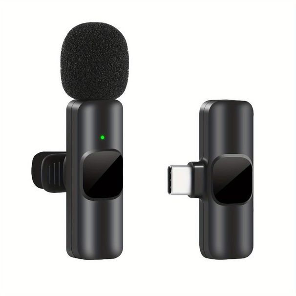 Microphone cravate sans fil pour enregistrement audio et vidéo pour iPhone/Android/Samsung_voghion.com