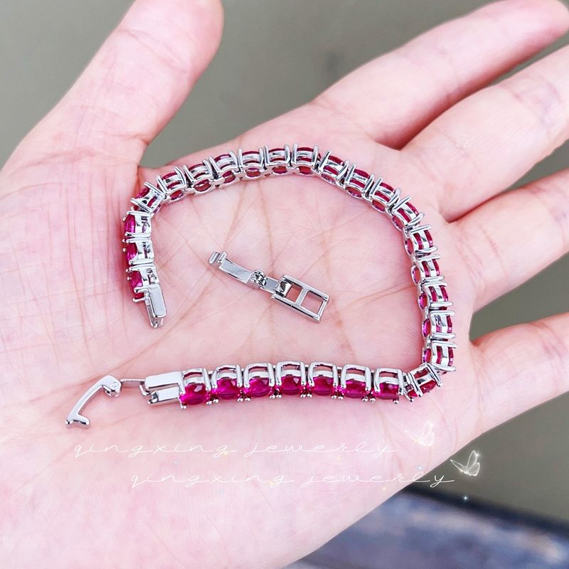 Bracciale tennis in corindone rosso, di alta qualità, artigianato squisito, gioielli di lusso intarsiati_voghion.com