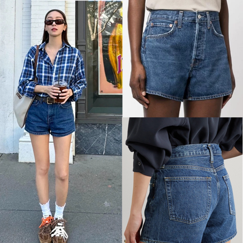 Women's Clothing Dark Blue High Waist Ripped Denim Shorts Women_voghion.com