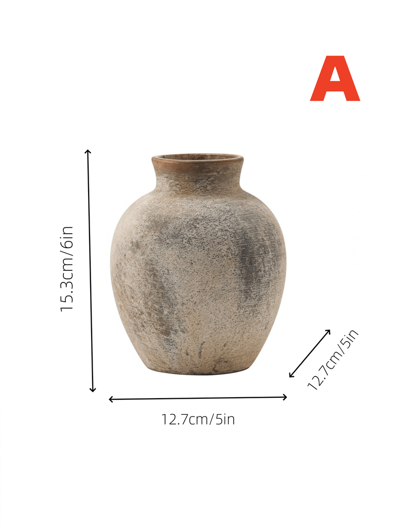 1PC Ceramic Antique Tile Pizza Style Vase Suitable For Japanese Art Decoration Farmhouse Interior Flower Arrangement Beautiful Ornament_voghion.com