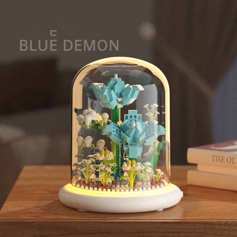 Oświetlenie DIY Zestawy klocków dla dzieci Kompozycje kwiatowe z osłoną przeciwkurzową Tulipan Róża Słonecznik Sukulenty Ogrody Zabawki modelowe_voghion.com