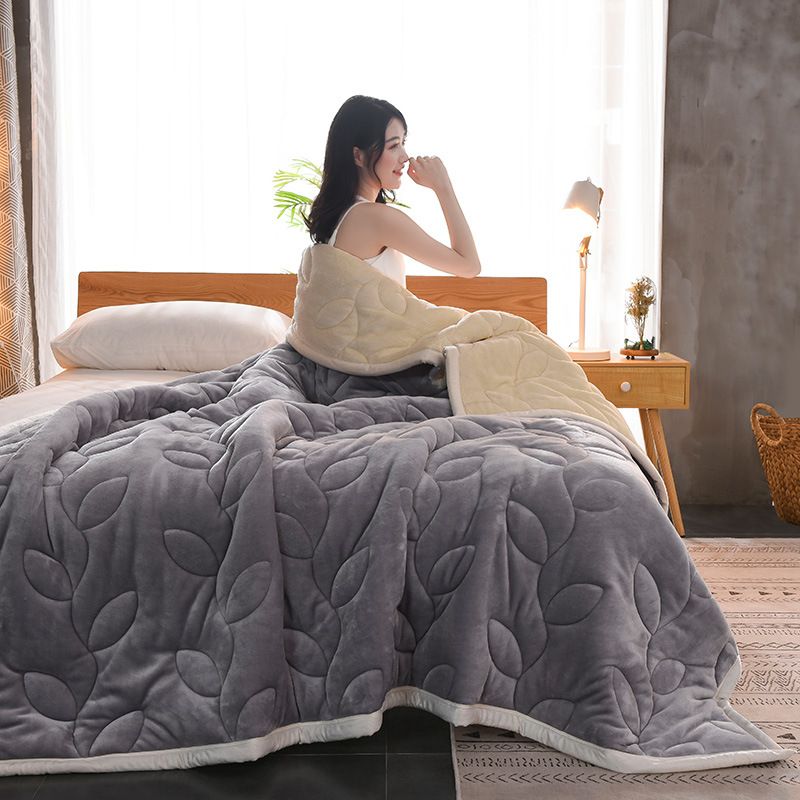 Soft Fleece Blanket Double Layer Thickened Flannel Blanket Quilted Blanket Warm Blanket Single Double Blanket_voghion.com