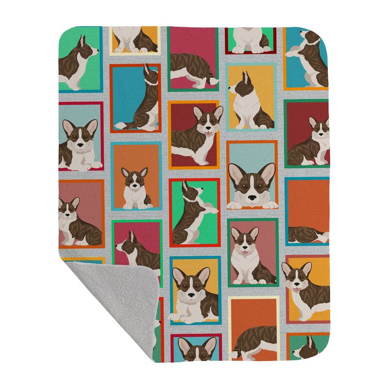 Lots of Brindle Cardigan Corgi Quilted Blanket 50x60 Artwork Pattern Quilted Throw Blanket for Bed, Couch, Sofa, Soft and Lightweight_voghion.com
