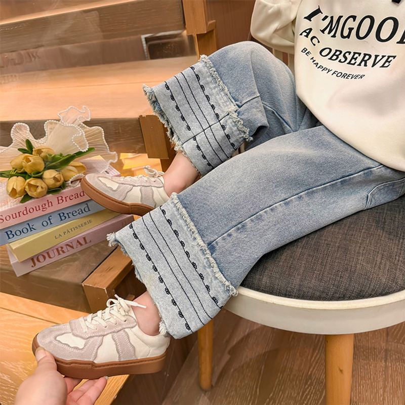 586 Elegant Black Wave Jeans New Children's Miscellaneous European And American Jeans_voghion.com