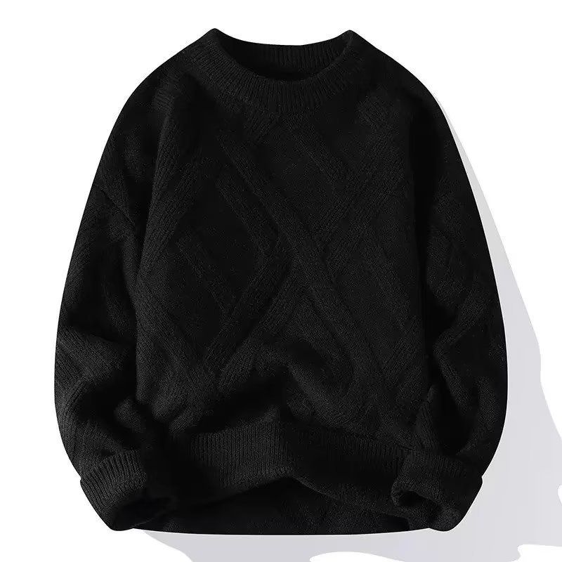 Nuovo maglione lavorato a maglia a trecce da uomo autunno/inverno, casual, versatile, leggero, caldo, tinta unita, scollo rotondo_voghion.com