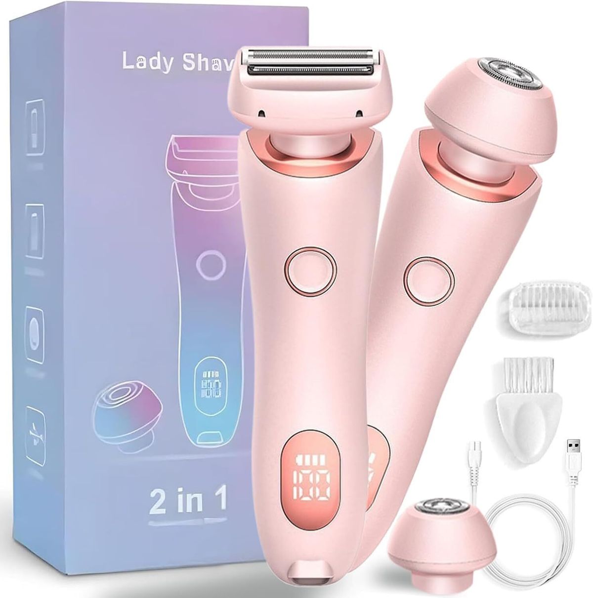 2 In 1 Cordless Elektrische Rasierer Haar Elektrische Rasierer Schmerzlos Bikini Trimmer Dame_voghion.com