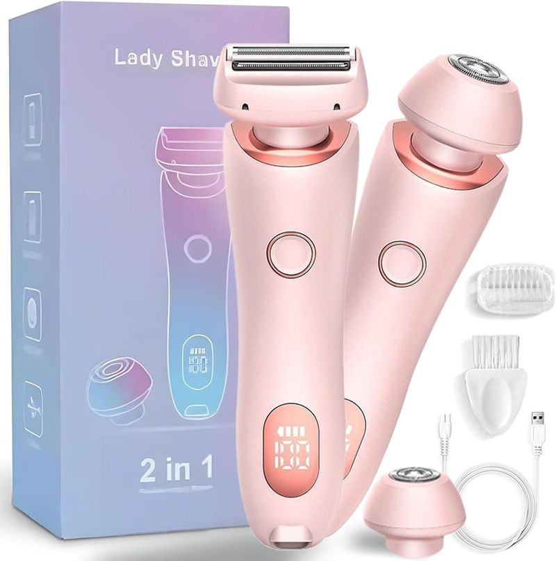 2 In 1 Cordless Electric Shaver Hair Electric Razor Painless Bikini Trimmer Lady_voghion.com