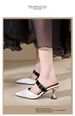 Pointed Toe Mules With Thick For Women, Spring/Summer 2025 New Style, High Heel Belt Buckle Sandals_voghion.com