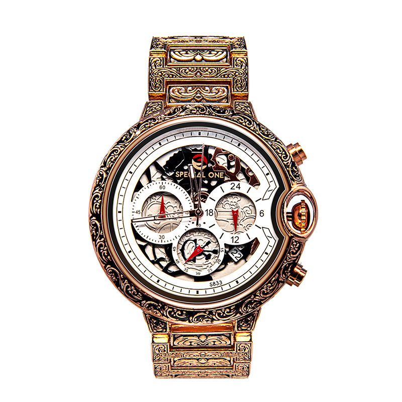 New Popular Men's Quartz Watch Sculpture Retro Multi Functional Timing Calendar Men's Watch Waterproof Watch_voghion.com