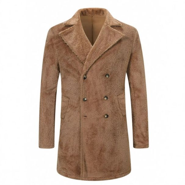 Men's Winter Wool Coat – Thick Fleece Lined Overcoat, Double Breasted Pea Coat, Slim Fit Casual Jacket For Fall & Winter (Camel, S-XXL)_voghion.com