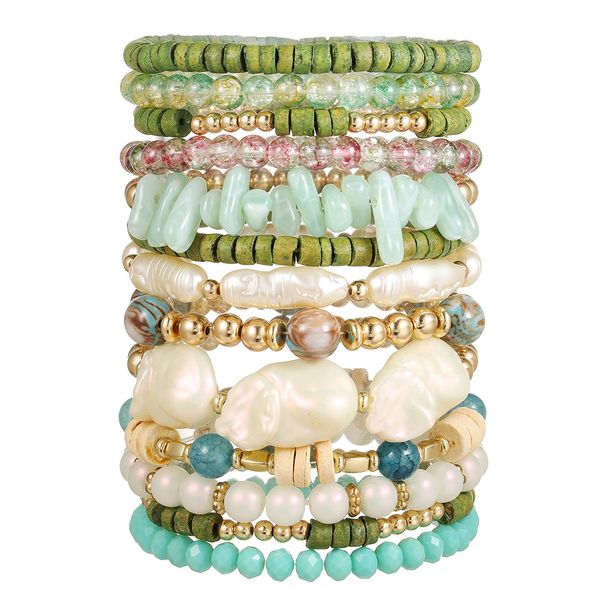 Mehrlagiges Armband-Set im Bohemian-Stil mit Kristallperlen und Kokosnussschalen, barockes, handgefertigtes Perlenarmband für Frauen_voghion.com