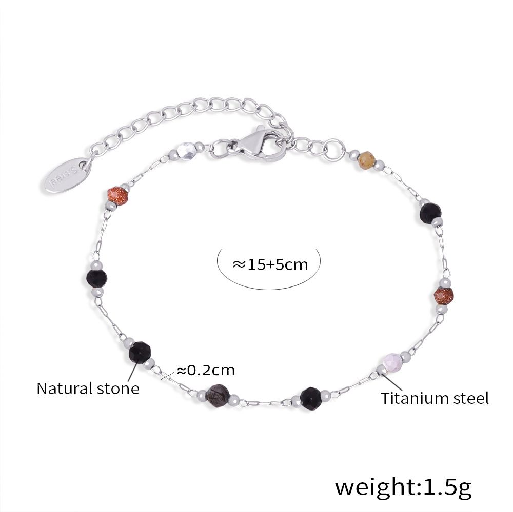 Set di gioielli da donna con collana e bracciale fatti a mano con perline - Design minimalista con catena e pietre naturali - Accessori unisex in acciaio al titanio e stile boho_voghion.com