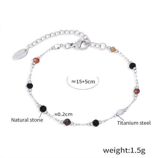 Set di gioielli da donna con collana e bracciale fatti a mano con perline - Design minimalista con catena e pietre naturali - Accessori unisex in acciaio al titanio e stile boho_voghion.com