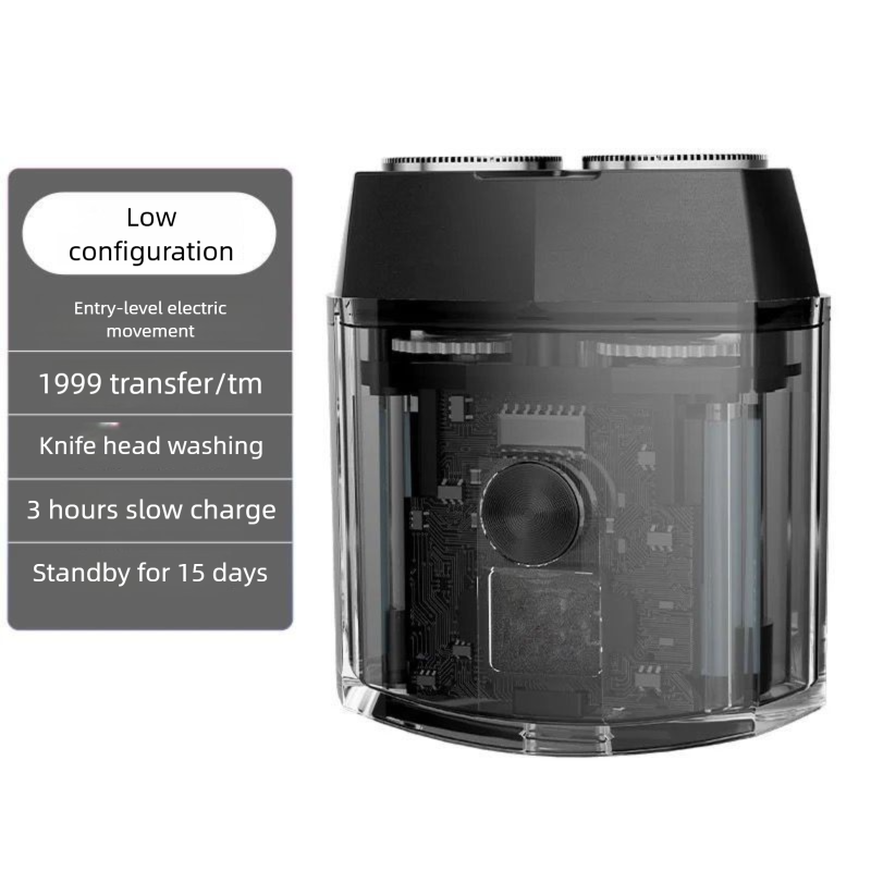 Engine Mecha Shaver Trendy Dual Head Electric Men's Razor Transparent High Power Portable_voghion.com