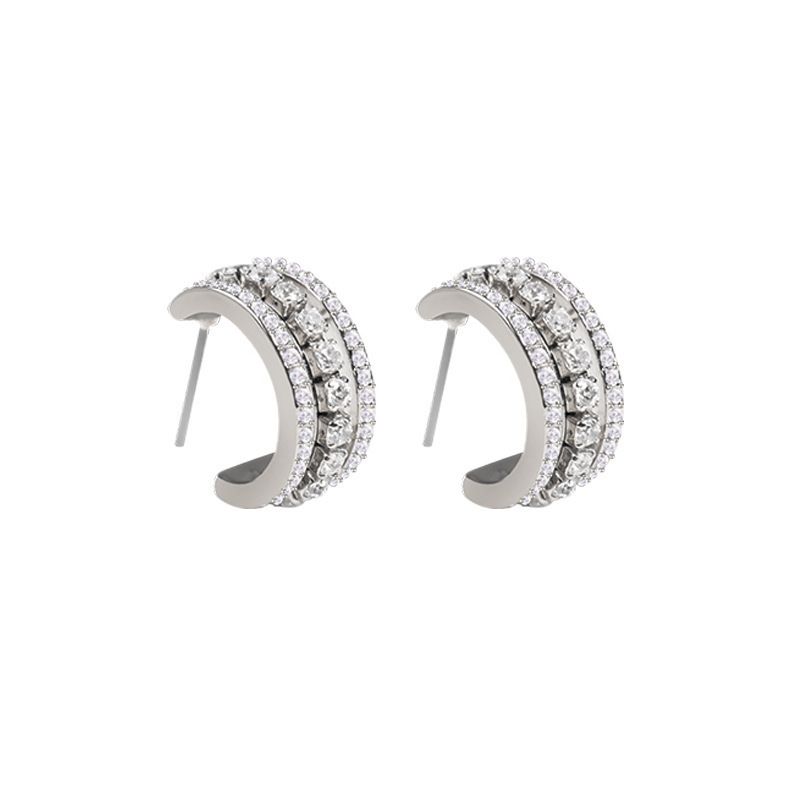 Double Ring Luck Beads Full Diamond Single Ring Korvakorut naisille Elements Crystal Korvakorut_voghion.com