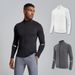 FiveHappyiness Men's Spring/Autumn Elastic Long-Sleeved Fitness Jacket, Casual Sports Running Stand Collar Zipper Quick-Drying Elastic Top_voghion.com