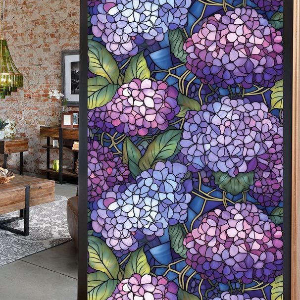 flower sea static glass sticker PVC glue free window sticker home decoration window flower glass sticker_voghion.com
