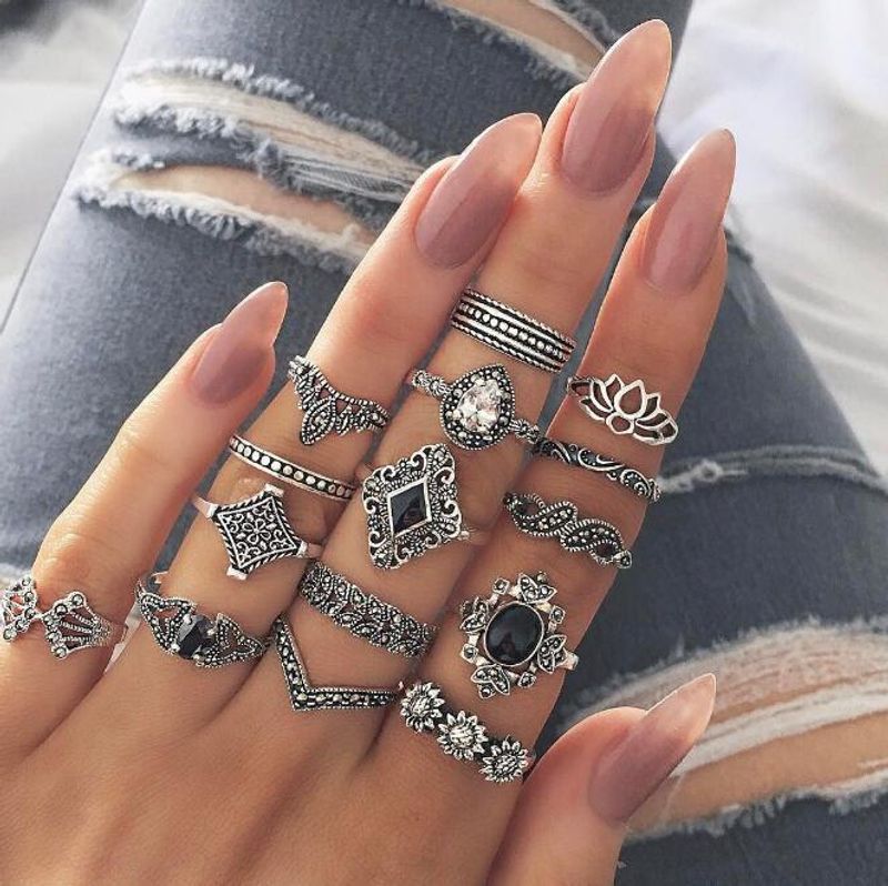 New Set Water Drop Geometric Women's Knuckle Ring RMC--250_voghion.com