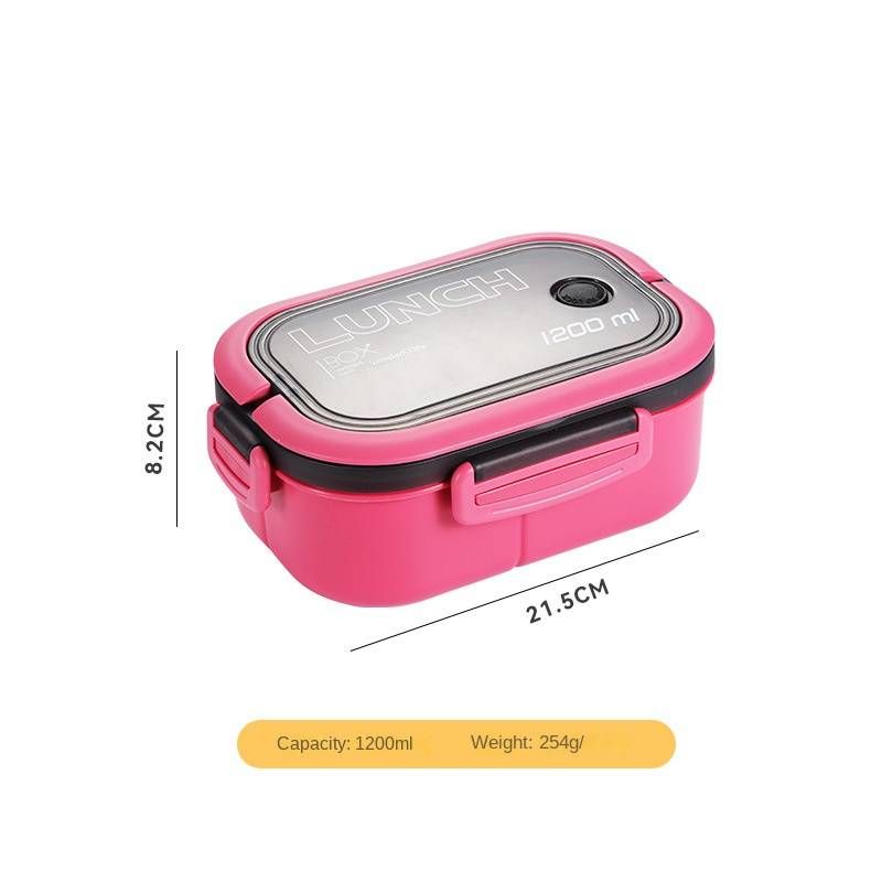 1200ML Double-layer Bento Box with Dividers for Students, Microwavable Lunch Box for Office Workers, Weight-loss Meal Prep Lunch Container_voghion.com